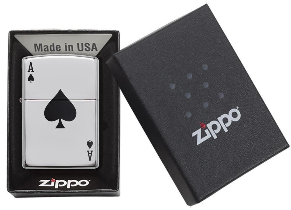 Zippo 24011 250 Simple Spade Design High Polish Chrome Windproof Lighter, Classic Model, Silver - OUTBACK