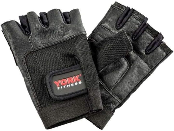 York, Fitness Leather Weight Lifting Gloves, 60199, Black - Athletix.ae