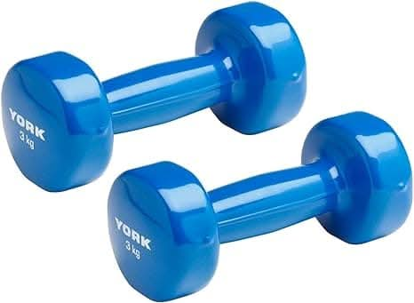 York, Fitness Vinyl Dumbbell 2Kg, 1673, Yellow - Athletix.ae