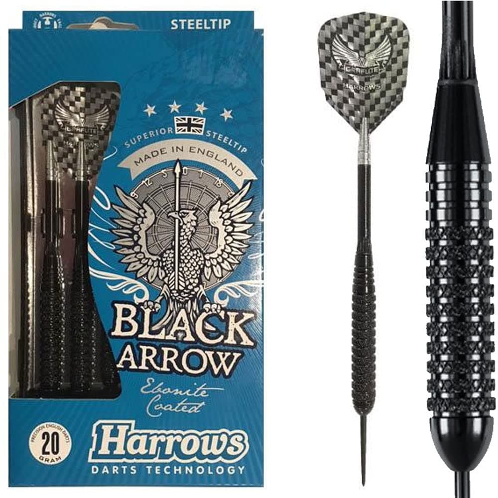 Harrows HA11320 Unisex Adult Black Arrow Darts - Black, 22 gm - Athletix.ae