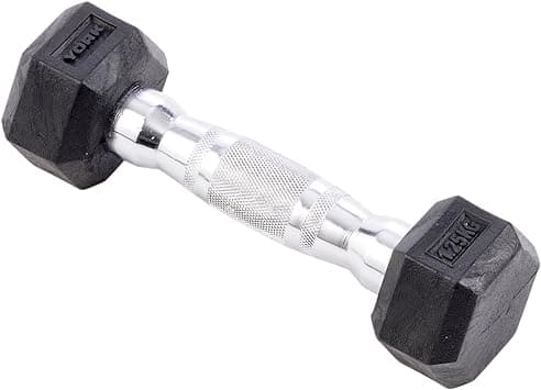 York, Commercial Rubber Hex Dumbbell, 35005, Black - Athletix.ae