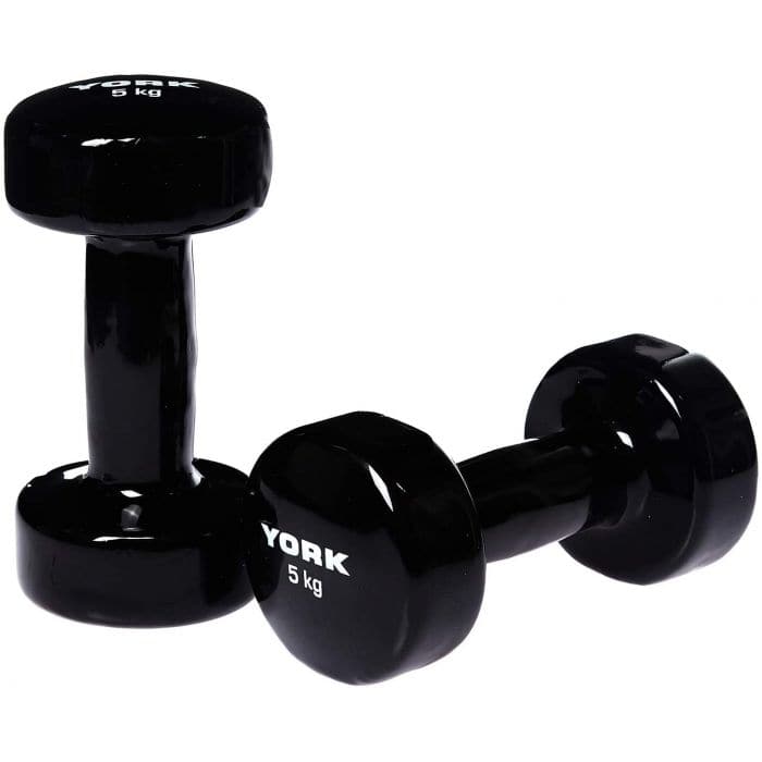 York, Fitness Vinyl Dumbbell 2Kg, 1673, Yellow - Athletix.ae