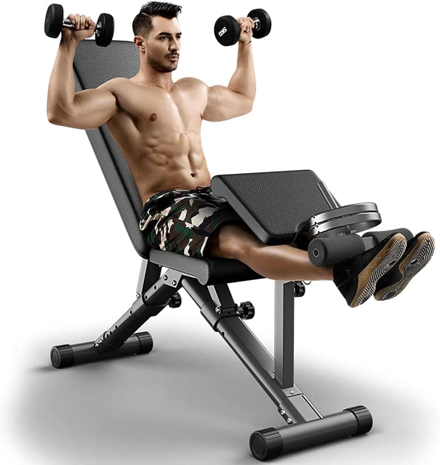 MFS Adjustable Multi Workout Bench 7 Position With Leg Extension, Weight Capacity of 375 pounds. - Athletix.ae