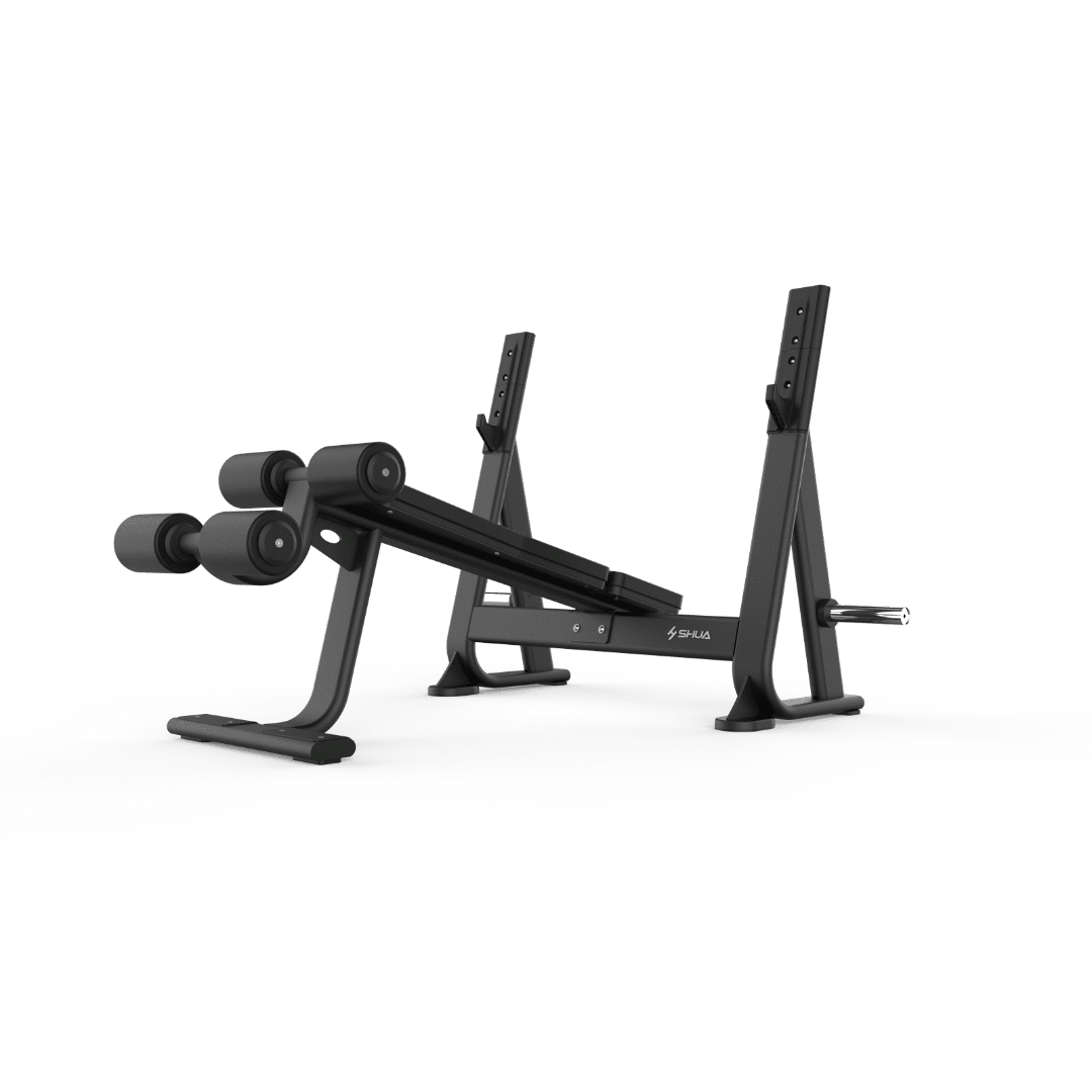 SHUA, Olympic Decline Bench SH-G6872, Silver Gray, Black - Athletix.ae