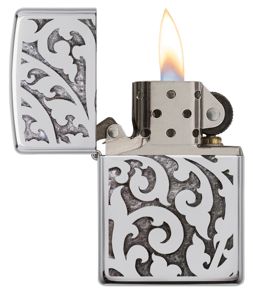 Zippo 28530 Elegant Filigree Chrome Windproof Lighter, Classic Model, Silver - OUTBACK