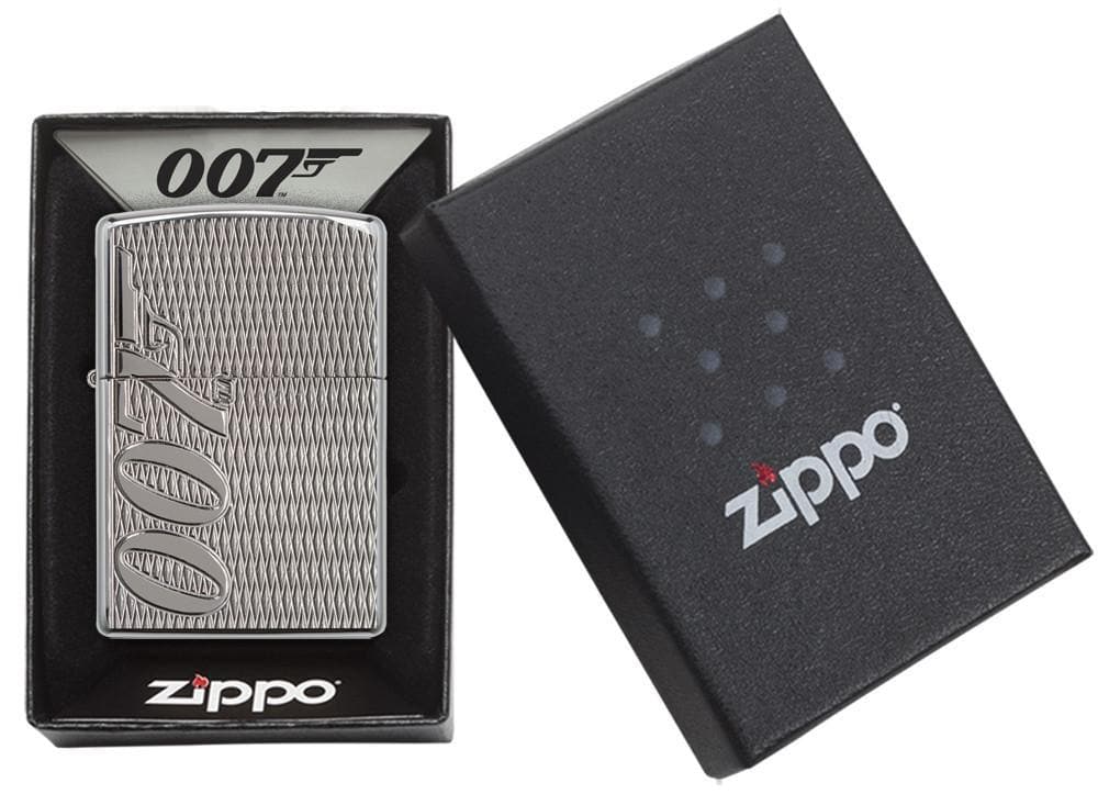 Zippo 29550 167 James Bond Engraved "007" Armor High Polish Chrome Windproof Lighter, James Bond Model, Silver - OUTBACK