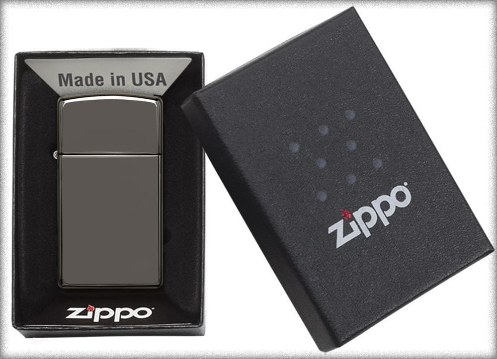 Zippo 20492 Slim Black Ice Windproof Lighter, Slim Model, Black - OUTBACK