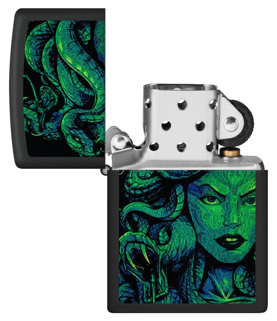 Zippo 48609 218 Medusa Design Black Matte Windproof Lighter - OUTBACK