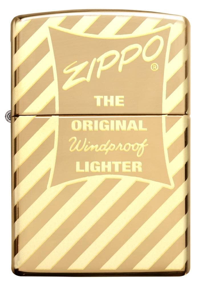 Zippo 49075 254B Vintage Zippo Box Top High Polish Brass Windproof Lighter, Classic Model, Gold - OUTBACK