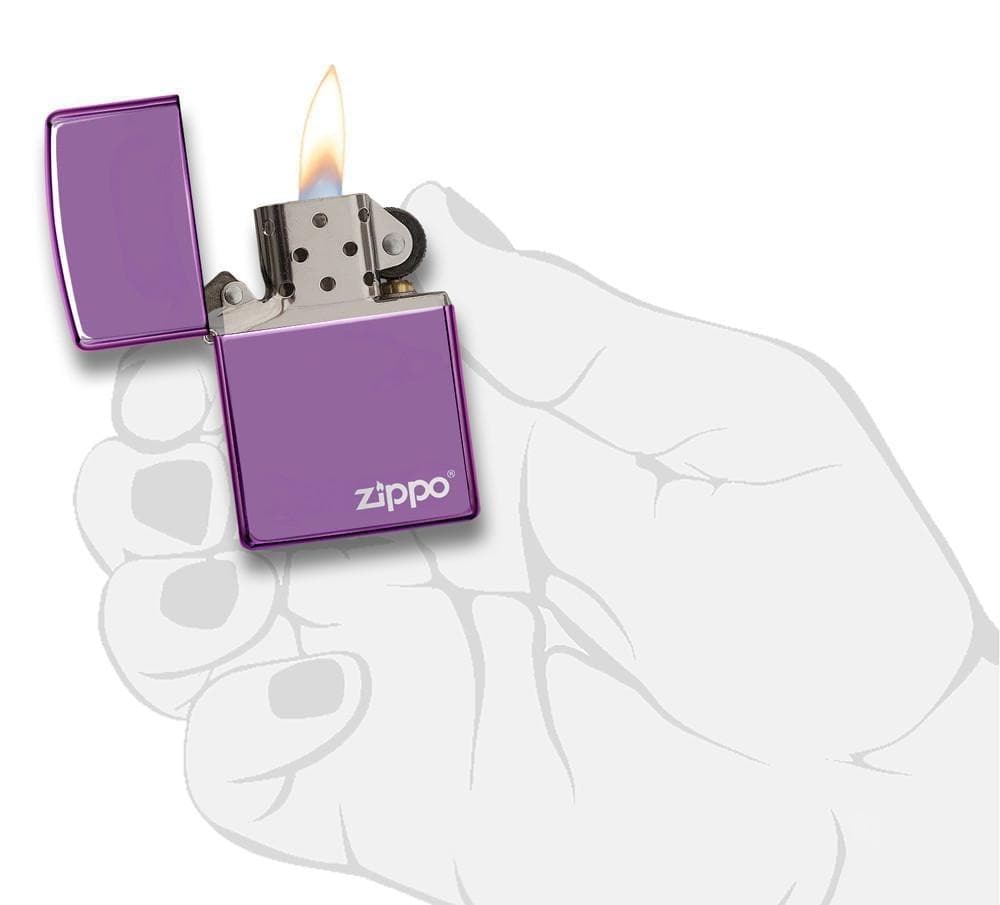 Zippo 24747ZL Classic High Polish Purple Zippo Logo Windproof Lighter, Classic Model, Purple - OUTBACK