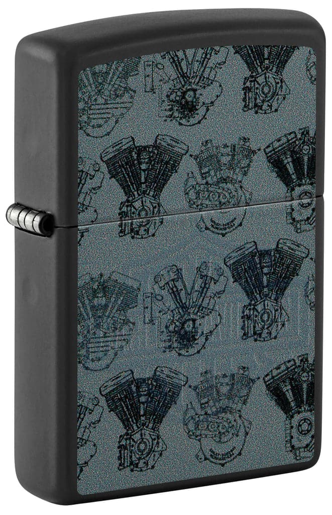 Zippo 48600 218 Harley Davidson Black Light Logo Black Matte Windproof Lighter - OUTBACK