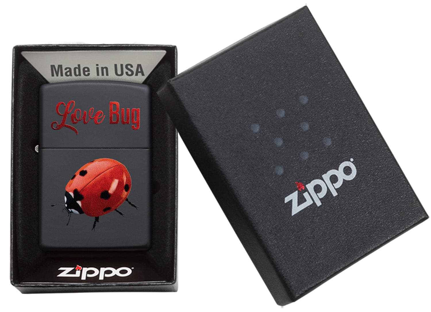 Zippo CI412308 218 Love Bug Black Matte Windproof Lighter, Middle East Model, Black - OUTBACK