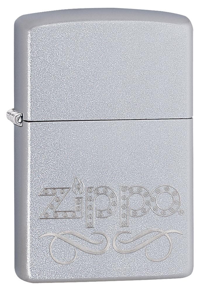 Zippo 24335 205 Zippo Scroll Satin Chrome Windproof Lighter, Classic Model, Silver - OUTBACK