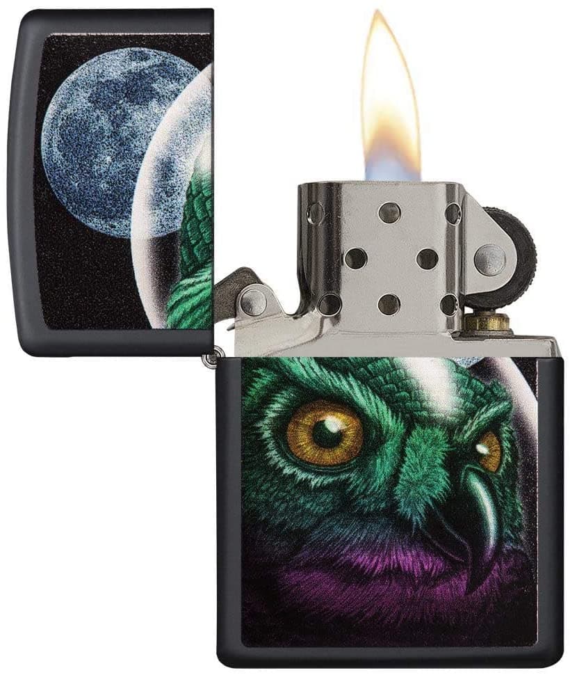 Zippo 29616 218 Space Owl Design Black Matte Windproof Lighter, Classic Model, Black - OUTBACK