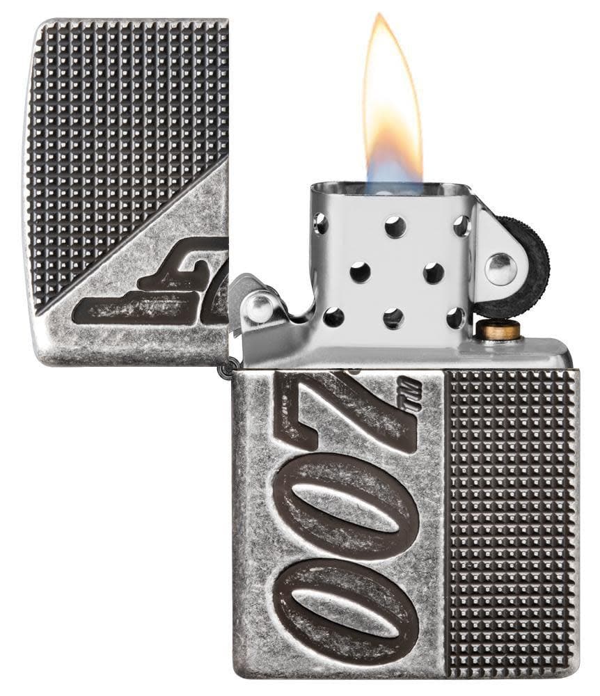 Zippo 49033 28973 James Bond 007 Armor Antique Silver Plate Windproof Lighter, Classic Model, Silver - OUTBACK