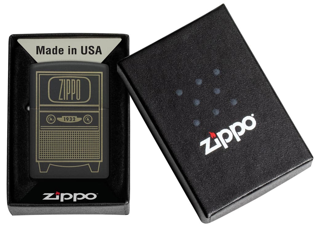 Zippo 48619 218 Zippo Vintage TV Design Black Matte Windproof Lighter - OUTBACK