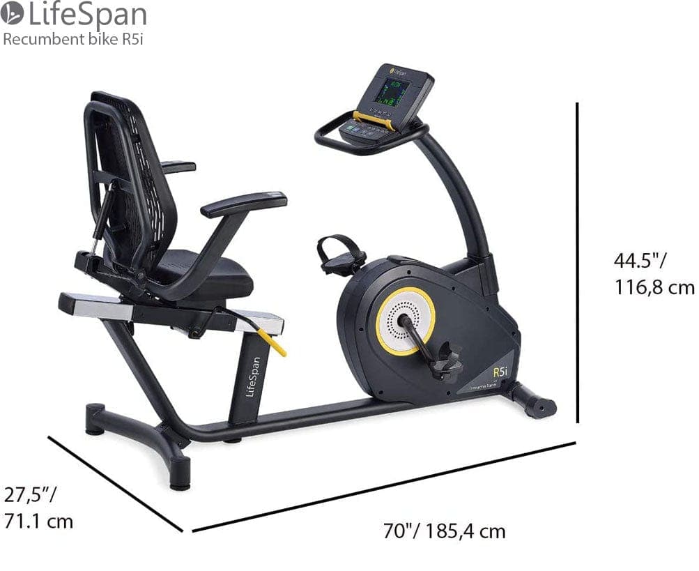 LSLLC Exercise Bikes LifeSpan Fitness R5i Self-Generating Light-Commercial Recumbent Bike