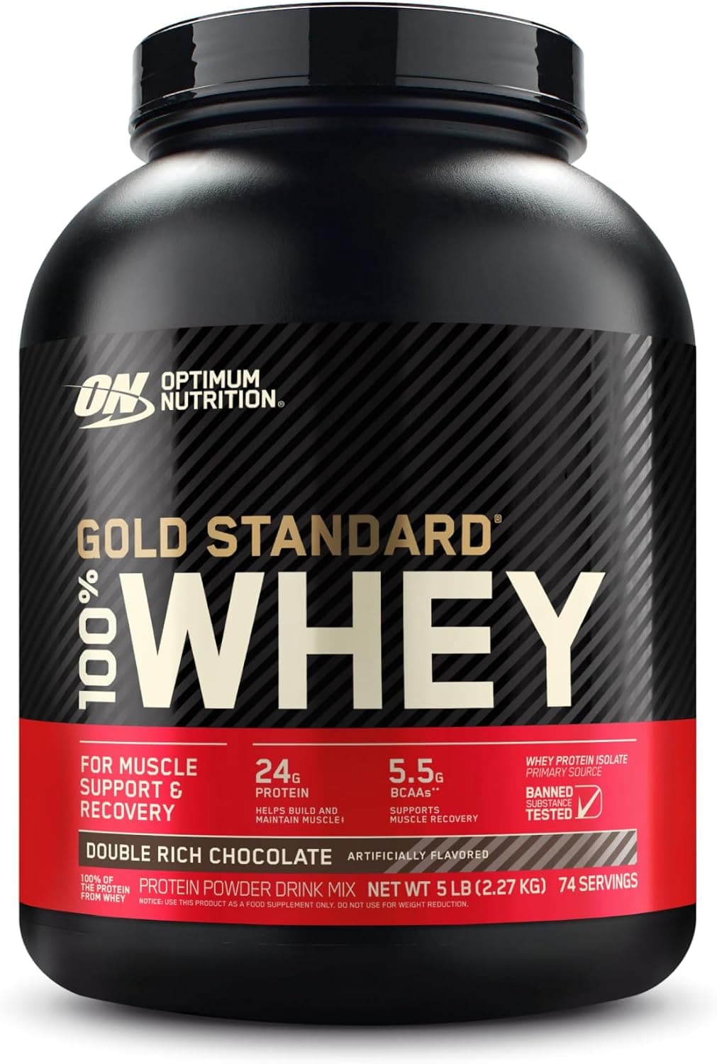 Optimum Nutrition Gold Standard 100% Whey Protein for Post-Workout Muscle Support & Recovery, 5 lbs - 2.27 Kg