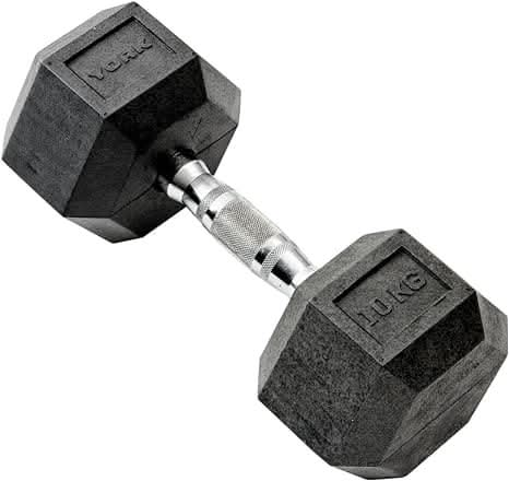 York, Commercial Rubber Hex Dumbbell, 35005, Black - Athletix.ae