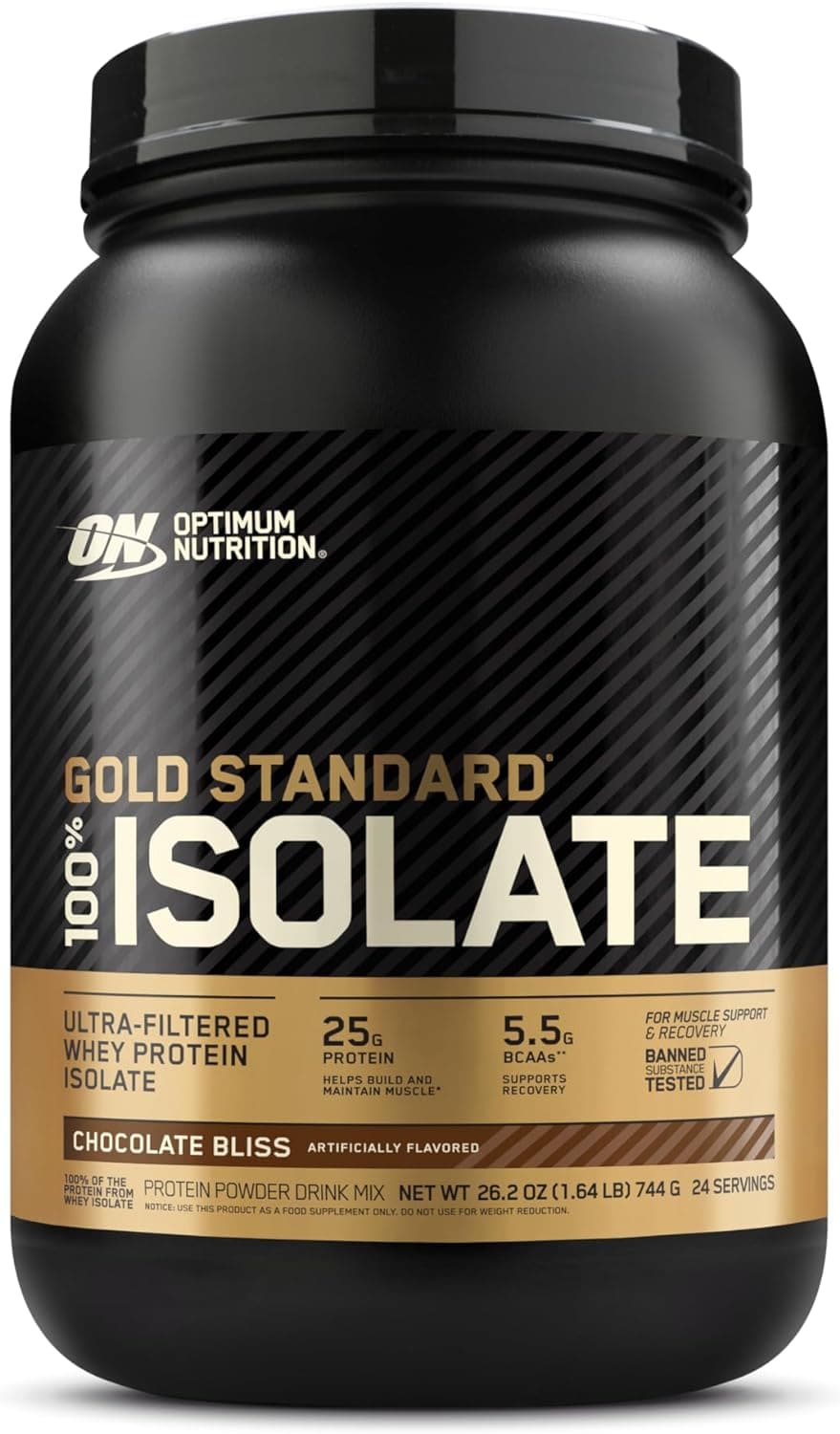 Optimum Nutrition Gold Standard 100% Isolate Hydrolyzed and Ultra-Filtered Whey Protein Isolate for , Chocolate Bliss, 1.64 lbs - 24 Servings - 744 Grams
