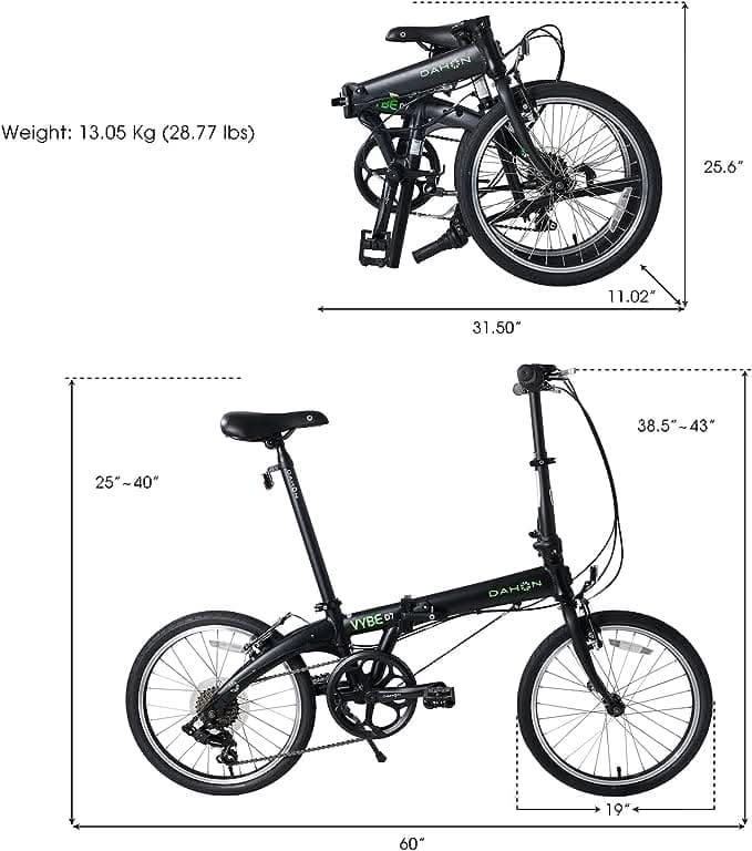 Dahon, VYBE D7 Folding Bike, Black - Athletix.ae