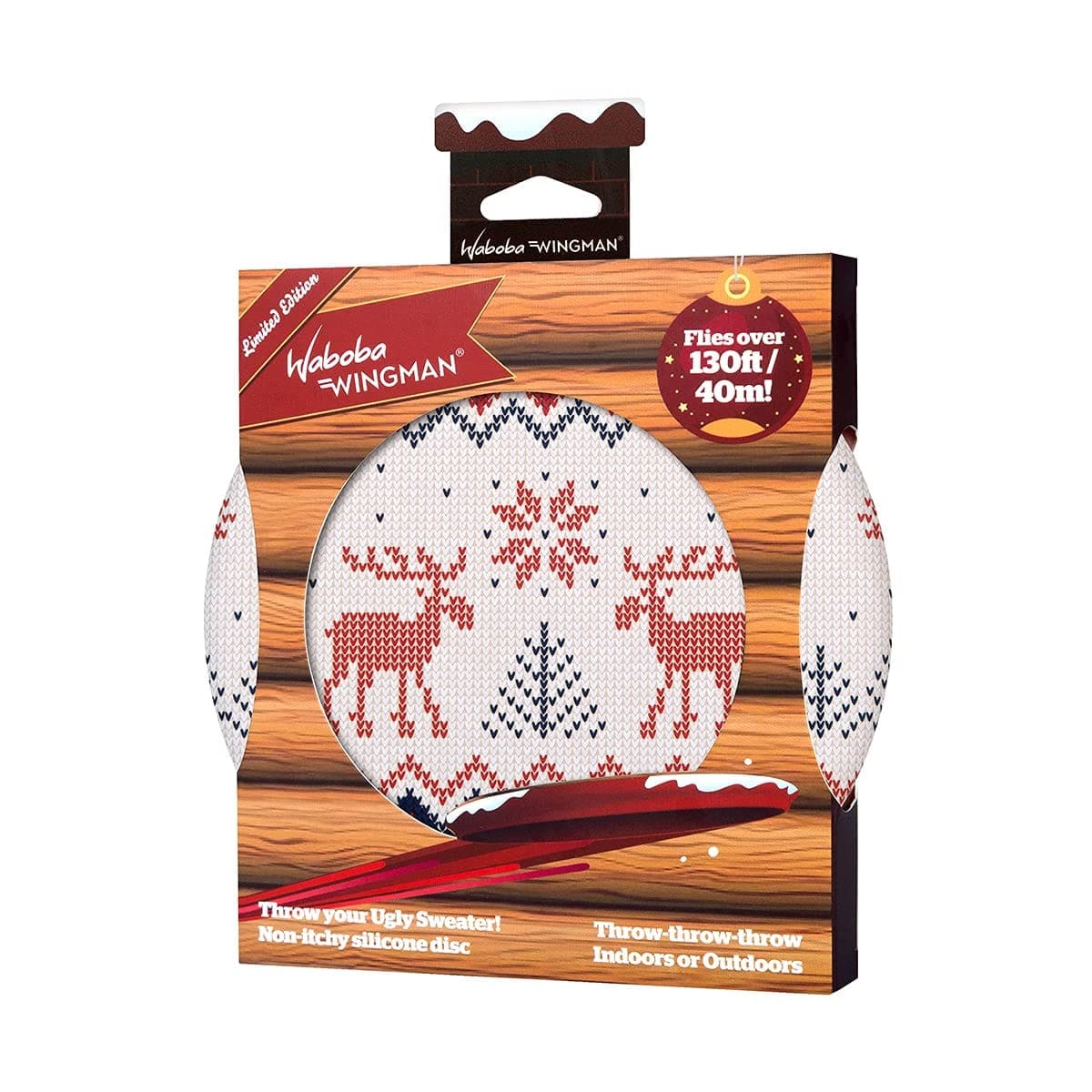 Sport In Life Waboba Wingman - Ugly Sweater Edition - Foldable Silicone Disc - Fly Straight and Far - Perfect for Kids and Adults