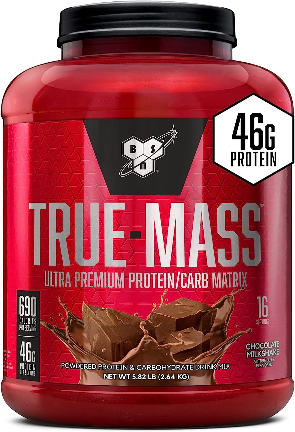 BSN True Mass for Mass Muscle & Weight Gain, Chocolate Milkshake, 5.82 lbs - 2.64 KG