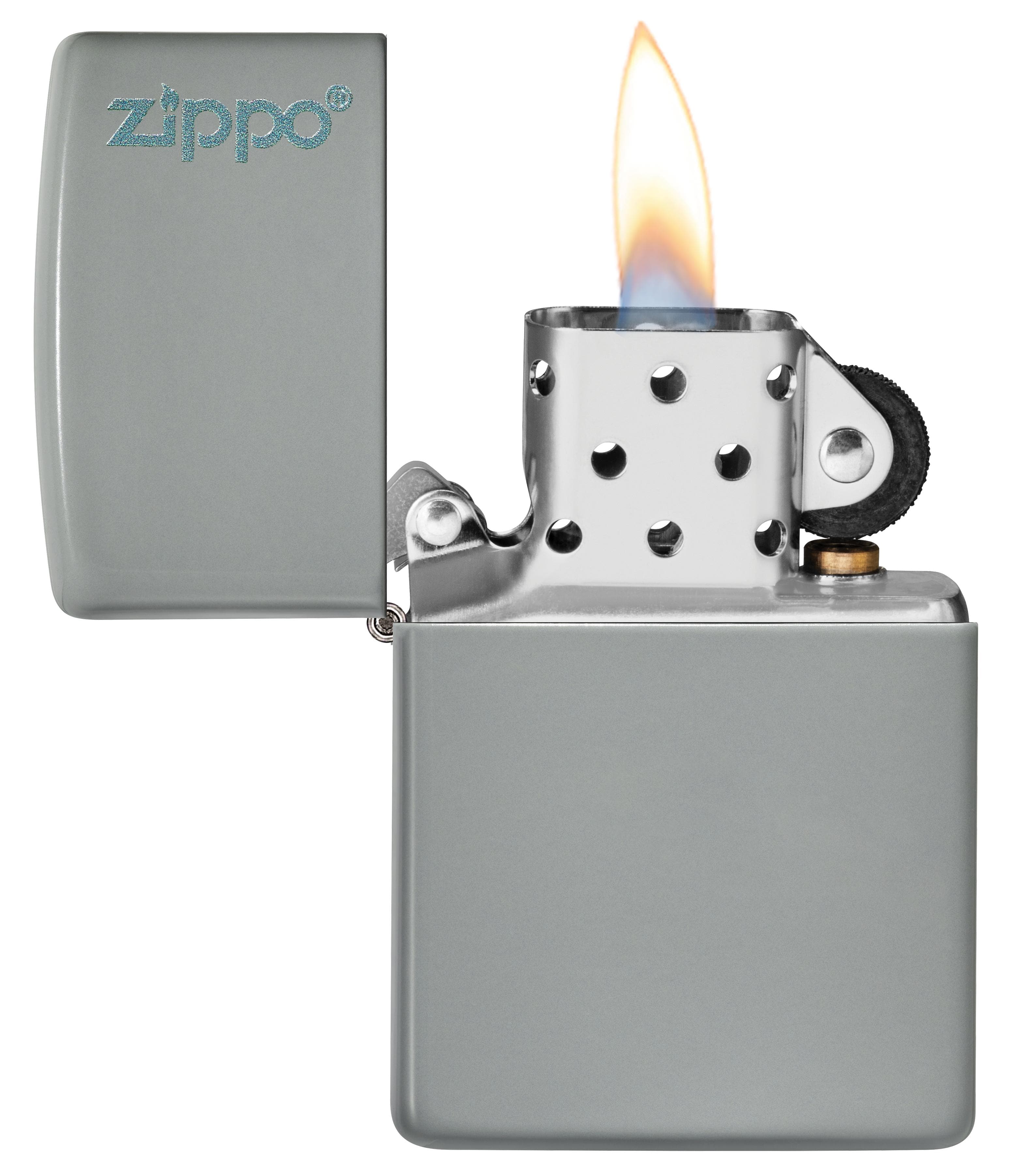 Zippo 49452ZL Flat Grey with Zippo Logo Windproof Lighter, Classic Model, Grey - OUTBACK