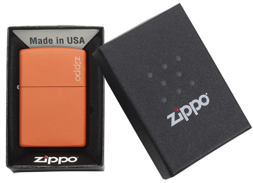 Zippo 231ZL Classic Orange Matte Zippo Logo Windproof Lighter, Classic Model, Orange - OUTBACK