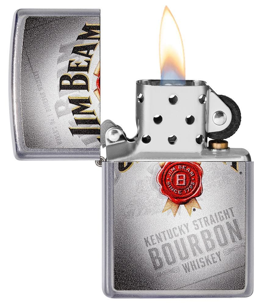 Zippo 49323 207 Jim Beam Logo Street Chrome Windproof Lighter, Jim Beam Model, Silver - OUTBACK