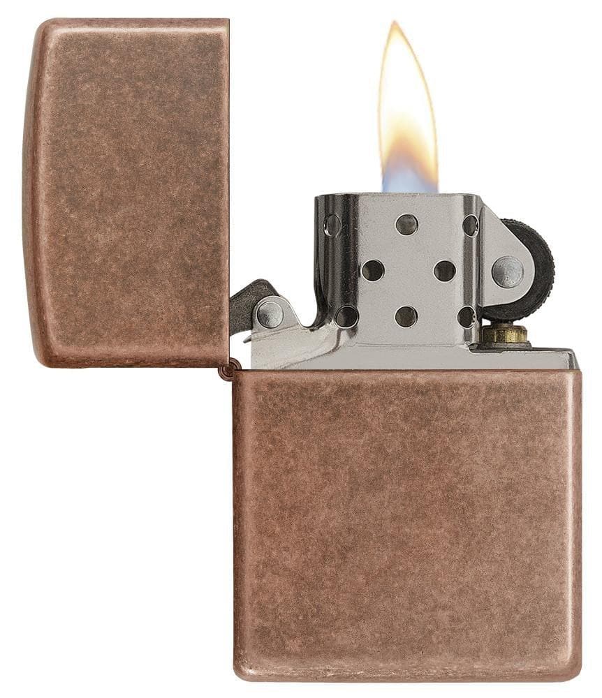 Zippo 301FB Classic Antique Copper Windproof Lighter, Classic Model, Brown - OUTBACK