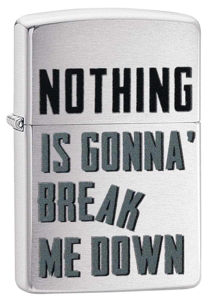 Zippo CI412261 200 Nothing Is Gonna Design Brushed Chrome Windproof Lighter, Middle East Model, Silver - OUTBACK