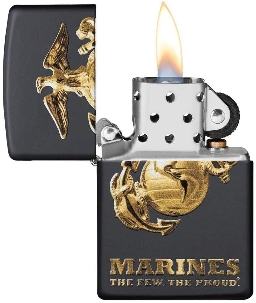 Zippo 49149 218 United States Marine Corps Black Matte Windproof Lighter, Classic Model, Black - OUTBACK