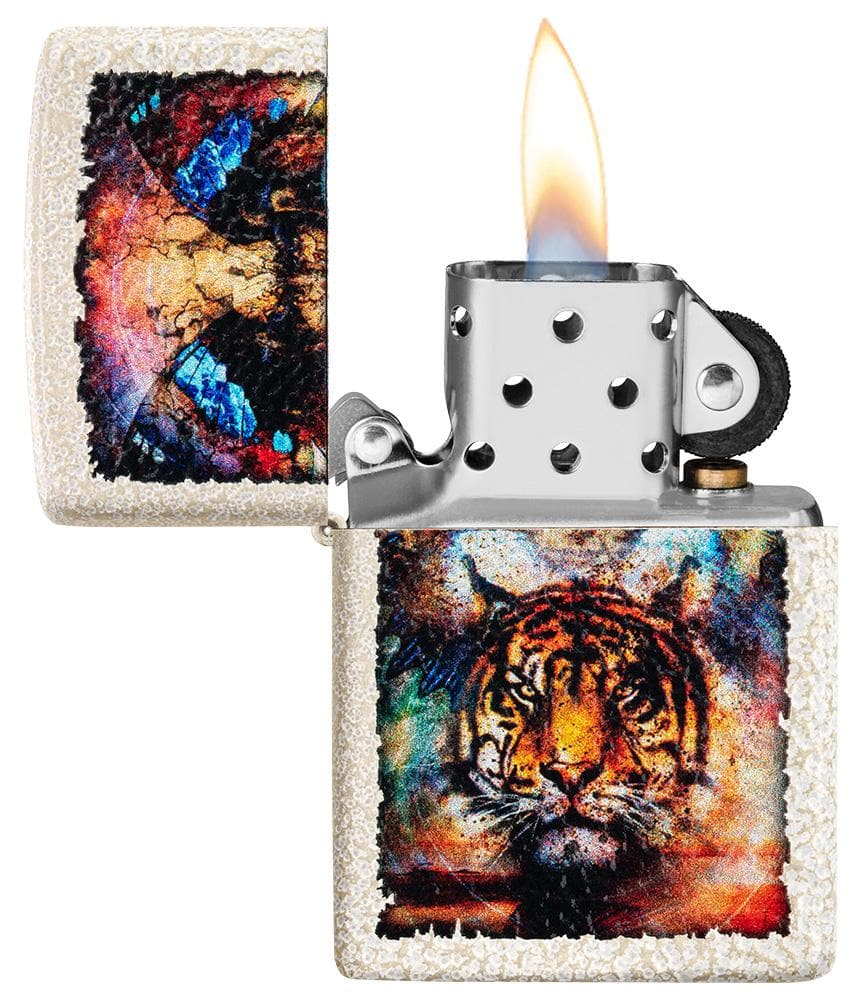 Zippo 49579 49579 49181 Tiger Design Windproof Lighter, Classic Model, Mercury Glass - OUTBACK