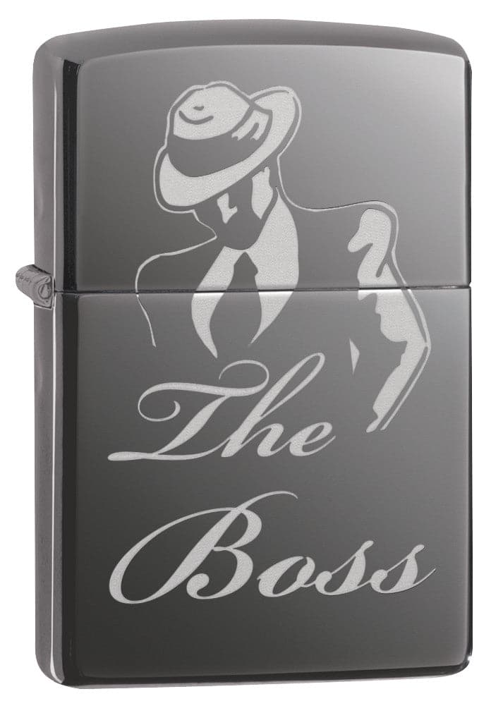 Zippo MP402975 150 The Boss Design Black Ice Windproof Lighter, Middle East Model, Black - OUTBACK