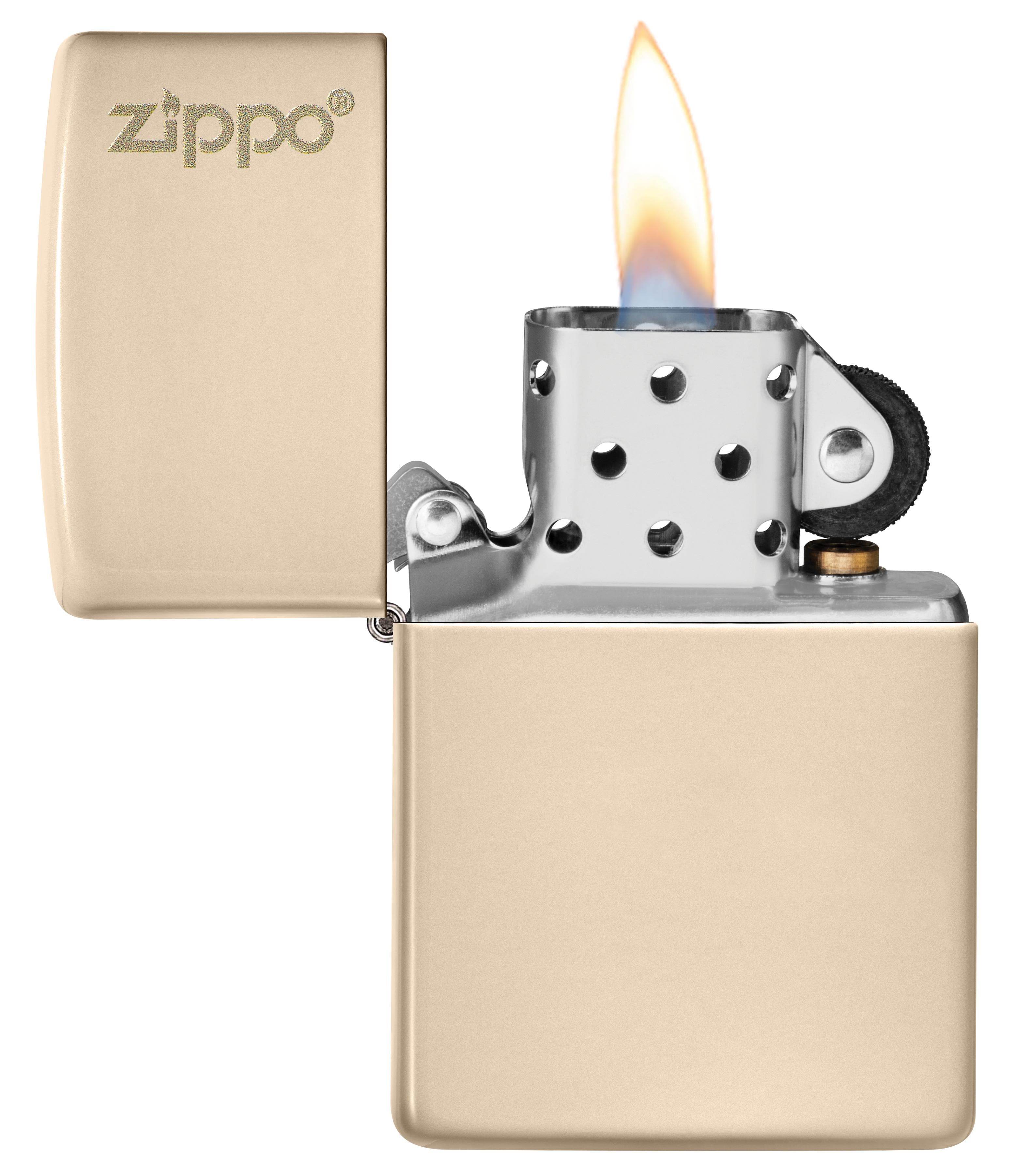 Zippo 49453ZL Flat Sand with Zippo Logo Windproof Lighter, Classic Model, Yellow - OUTBACK