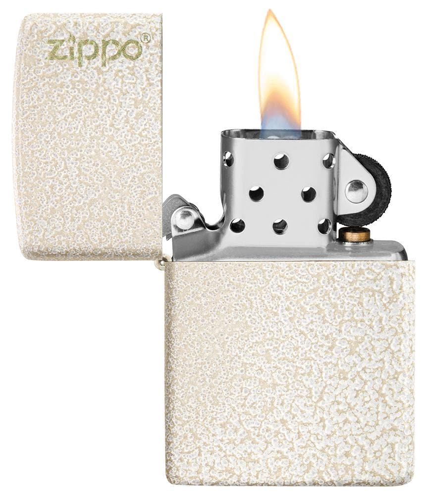 Zippo 49181ZL Classic Mercury Glass With Zippo Logo Windproof Lighter, Classic Model, White - OUTBACK