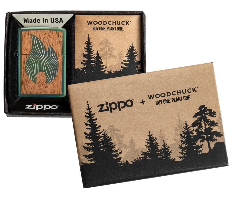 Zippo 49057 WOODCHUCK USA Chameleon Windproof Lighter, Classic Model, Yellow - OUTBACK