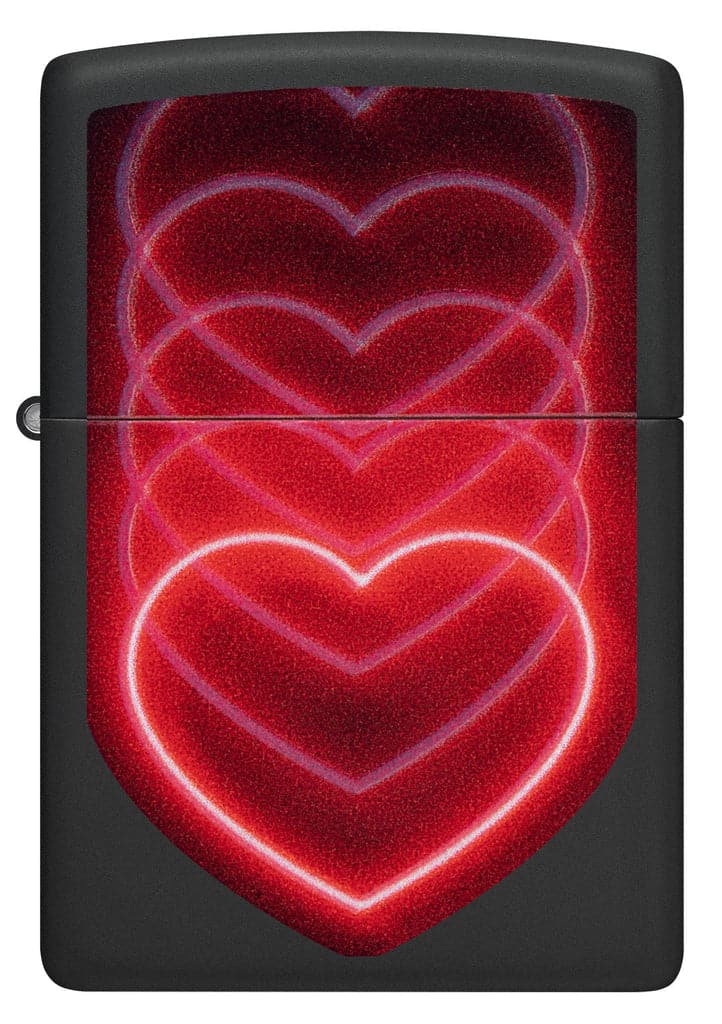 Zippo 48593 218 Black Light Heart Design Black Matte Windproof Lighter - OUTBACK