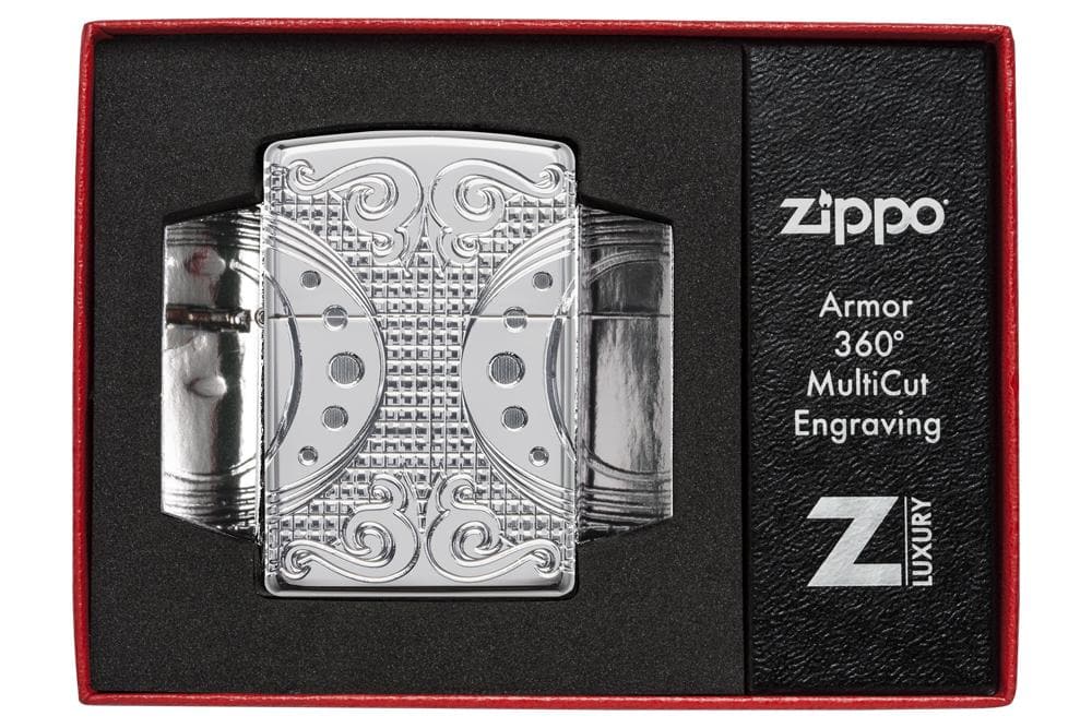 Zippo 49037 167 Geometric Space Design High Polish Chrome Windproof Lighter, Classic Model, Silver - OUTBACK