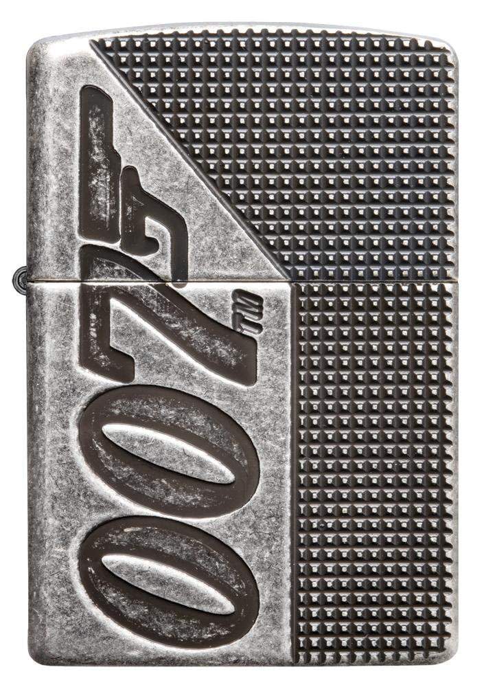 Zippo 49033 28973 James Bond 007 Armor Antique Silver Plate Windproof Lighter, Classic Model, Silver - OUTBACK