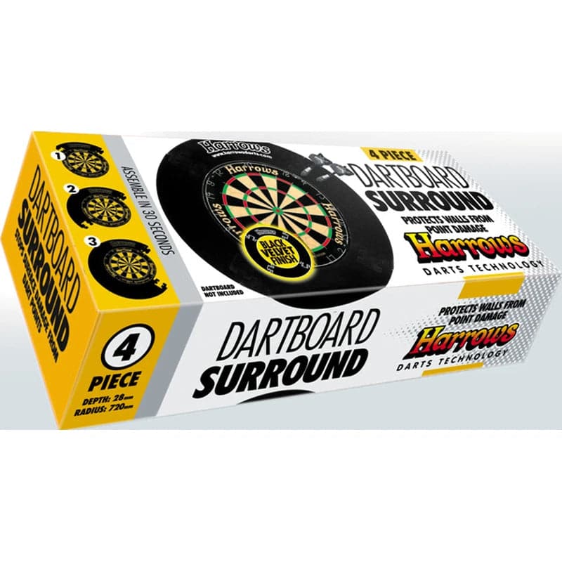 Harrows, Dartboard Surround 4 Piece Set, Je16, Black - Athletix.ae