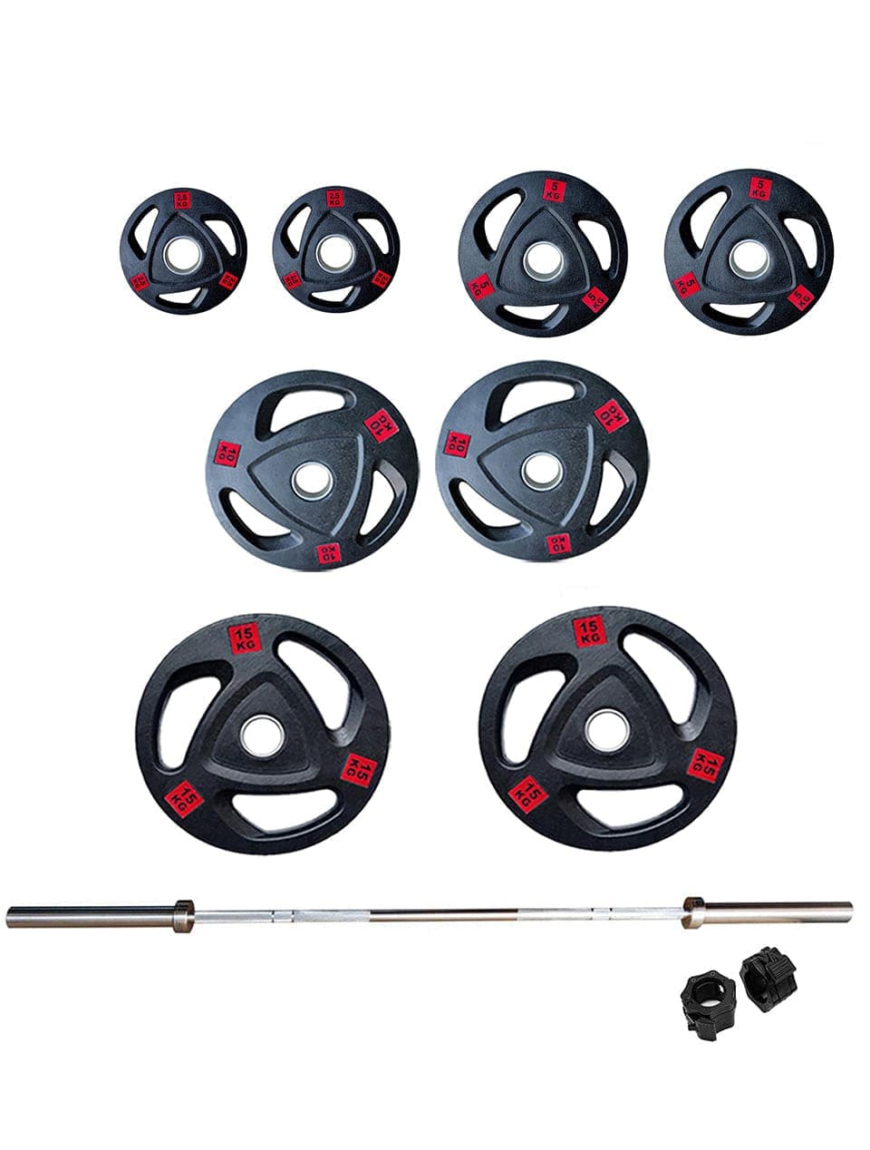 PRSAE Plates & Bars 1441 Fitness 6 Ft Olympic Barbell with Black Olympic Plates Set | 80 kg