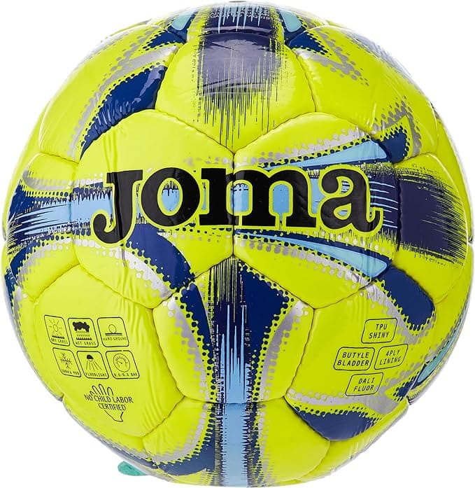 Joma,  Dali Soccer Ball  Size 4 400191.060.4, Yellow Fluor-Navy - Athletix.ae