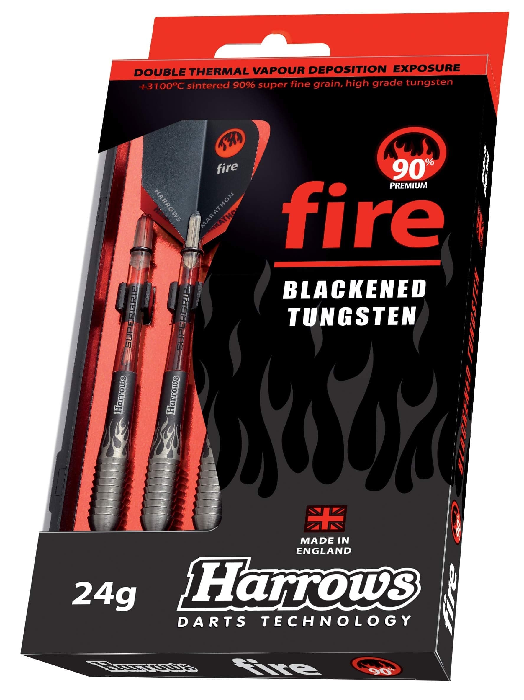 Harrows Unisex Adult Fire 90% Pure Tungsten Darts - Black, 22 gm - Athletix.ae