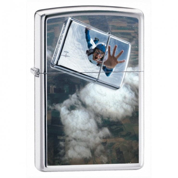 Zippo 24348 Skydiver Windproof Lighter, Classic Model, Silver - OUTBACK