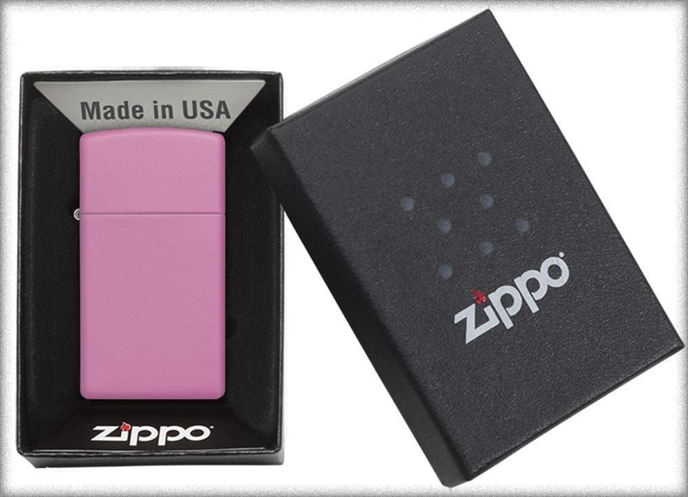 Zippo 1638 Slim Pink Matte Windproof Lighter, Slim Model, Pink - OUTBACK