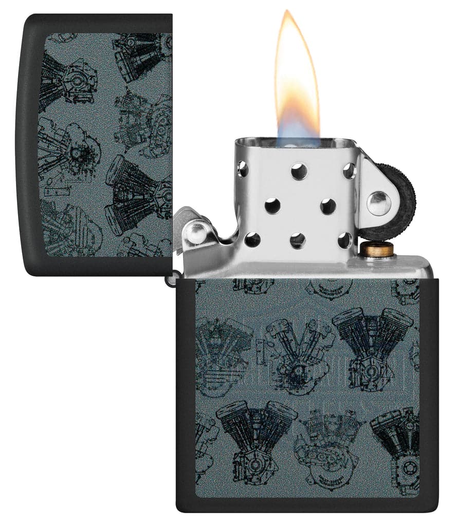 Zippo 48600 218 Harley Davidson Black Light Logo Black Matte Windproof Lighter - OUTBACK