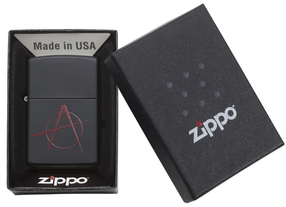 Zippo 20842 218 Anarchy Black Matte Windproof Lighter, Classic Model, Black - OUTBACK