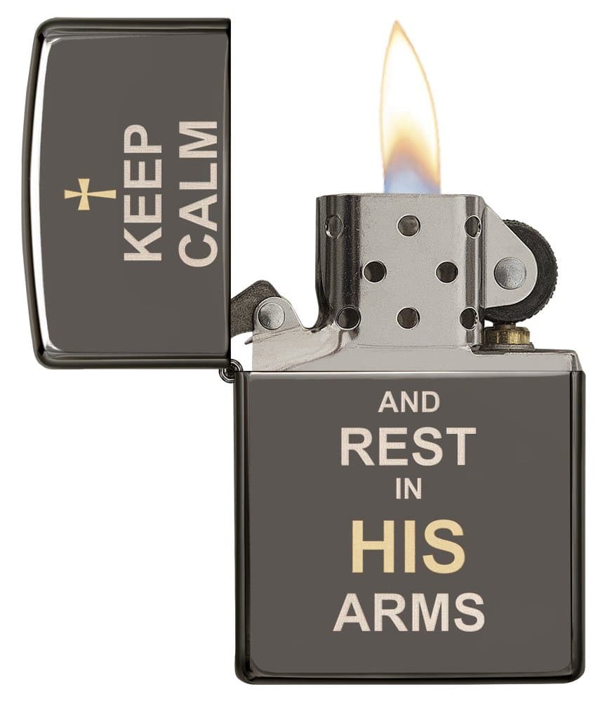 Zippo 29610 150 Keep Clam Design Black Ice Windproof Lighter, Classic Model, Black - OUTBACK